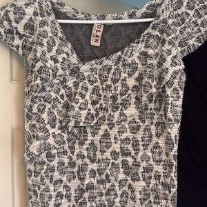 dolan Black and White Leopard-Patterned Tunic Top